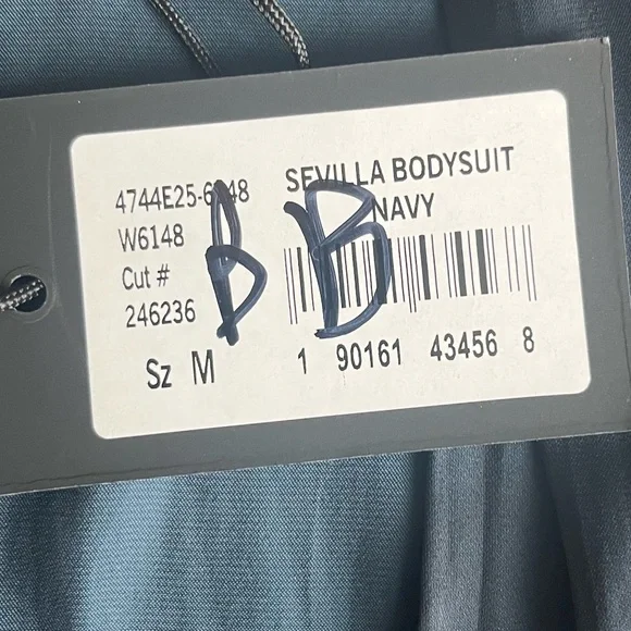 PAIGE Sevilla Long Sleeve Bodysuit in Navy Size Medium - Picture 6 of 9